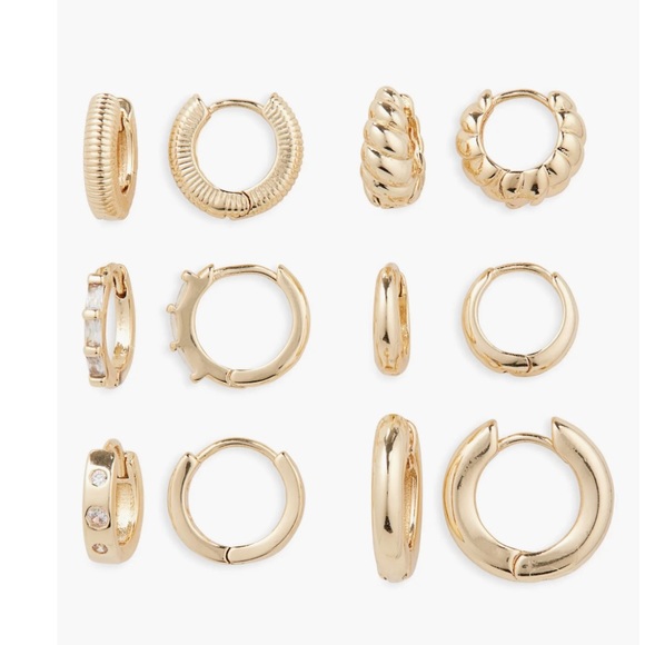 NORDSTROM RACK Set of 6 Assorted Huggie Hoop Earrings - Picture 1 of 6